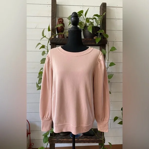 Nine West: Chic Blush Crewneck Sweater with Puff Shoulders - Picture 12 of 16